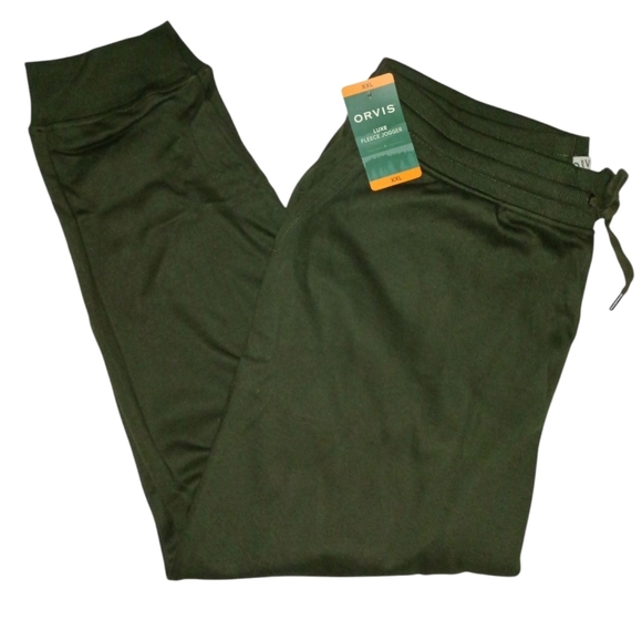 Orvis Mens Fleece Lined Jogger XXL 2XL Olive Green Side Pockets New - Picture 1 of 3